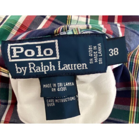 Vintage Polo Ralph Lauren Mens Reversible Short Size 38 Blue Madras Plaid Preppy - Picture 7 of 12